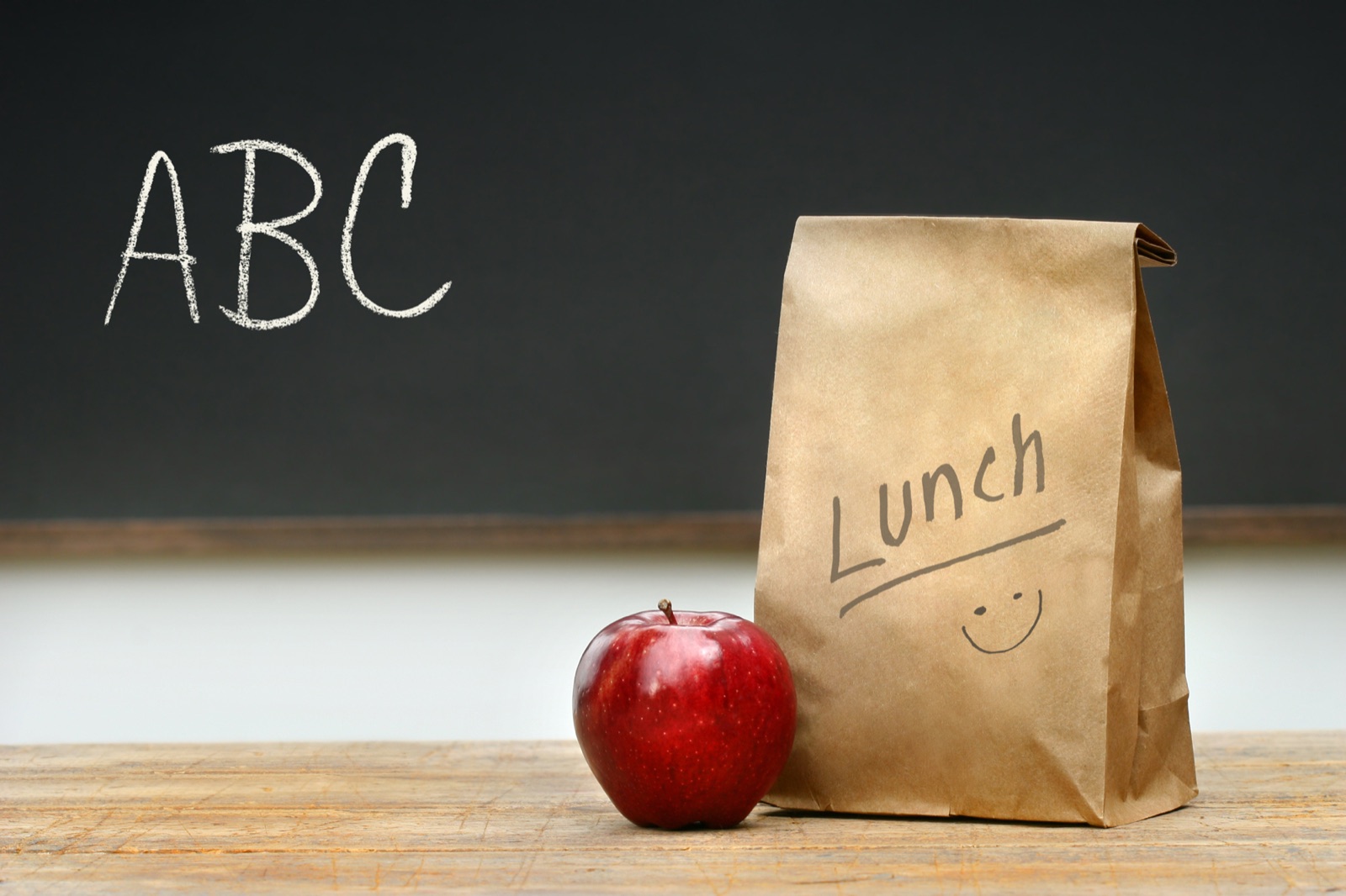 Healthy school lunch tray with fruits and vegetables